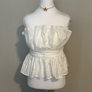 Elegant White Strapless Women's Blouse